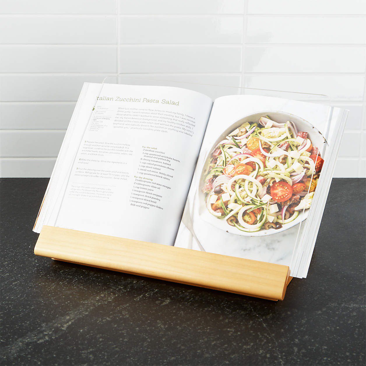 wedding registry ideas acacia wood cookbook stand with wood base and clear cover from crate and barrel